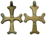 Wearable Byzantine Cross Pendant, , circa 9th - 12th Century AD. 

Condition: Very Fine

Weight: 7.40 gr
Diameter: 49 mm