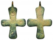 Wearable Byzantine Cross Pendant, , circa 9th - 12th Century AD. 

Condition: Very Fine

Weight: 1.90 gr
Diameter: 32 mm