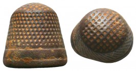 Byzantine Thimble. 10th-12th century AD. 

Condition: Very Fine

Weight: 5.80 gr
Diameter: 21 mm