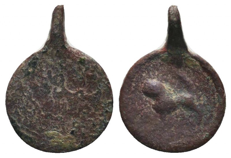 Roman Pendant with a Lion on it Ae,

Condition: Very Fine

Weight: 1.70 gr
Diame...