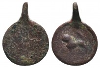 Roman Pendant with a Lion on it Ae,

Condition: Very Fine

Weight: 1.70 gr
Diameter: 20 mm