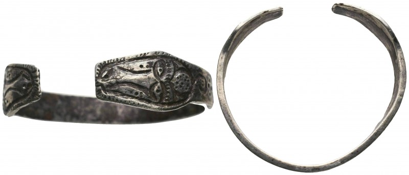 Ancient Roman Snake Head Decorated Silver Bracelet , 1st - 2nd C. BC.

Condition...