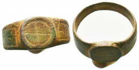 Byzantine Bronze Ring with a cross on it, 11th-12th century AD

Condition: Very Fine

Weight: 3.80 gr
Diameter: 20 mm