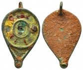 Lovely Byzantine Coloured Glass inlaid Raindrop Pendant, Large Byzantine Figur Ae, 11th-12th century AD

Condition: Very Fine

Weight: 3.50 gr
Diamete...