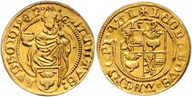Leonhard von Keutschach 1495 - 1519
 Goldgulden 1509 Typ, Unter vierstelliger Jahreszahl geviertes Wappen – stehender Hl. Rupert – unten Familienwapp...