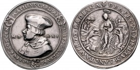 Matthäus Lang von Wellenburg 1519 - 1540
 2 Guldiner 1521 Typ 1, Brustbild Matthäus mit Birett nach links, Jahreszahl geteilt, Hl. Radiana unter Wölf...