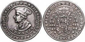 Matthäus Lang von Wellenburg 1519 - 1540
 Guldiner 1539 Typ 5, Brustbild Matthäus mit Birett nach links, Jahreszahl unten – geviertes Wappen unter Ka...