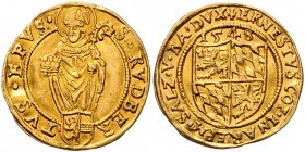 Ernst Herzog (Prinz) von Bayern 1540 - 1554
 Dukat 1548 Typ, Geviertes Wappen, oben Jahreszahl – stehender Hl. Rupert, unten Stiftswappen, Pr 349. 3,...
