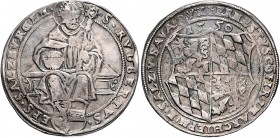 Ernst Herzog (Prinz) von Bayern 1540 - 1554
 Guldiner 1550 Typ, Geviertes Familienwappen, oben Jahreszahl – Hl. Rupert auf Schemel sitzend, unten Sti...