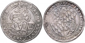 Ernst Herzog (Prinz) von Bayern 1540 - 1554
 Guldiner 1554 Typ, Geviertes Familienwappen, oben Jahreszahl – Hl. Rupert auf Schemel sitzend, unten Sti...