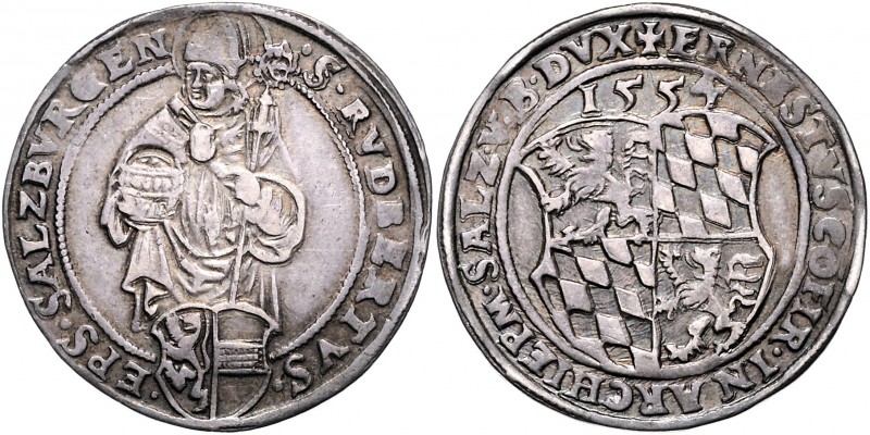Ernst Herzog (Prinz) von Bayern 1540 - 1554
 1/2 Guldiner 1554 Typ, Geviertes F...