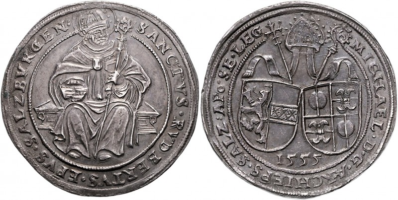 Michael von Kuenburg 1554 - 1560
 Guldiner 1555 Typ 1, Stifts- und Familienwapp...