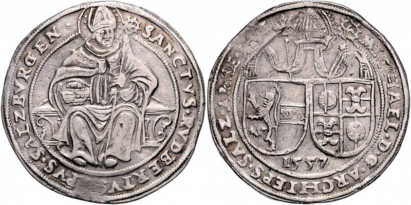 Michael von Kuenburg 1554 - 1560
 Guldiner 1557 Typ 1, Stifts- und Familienwapp...