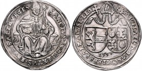 Michael von Kuenburg 1554 - 1560
 Guldiner 1559 Typ 1, Stifts- und Familienwappen nebeneinander unter Mitra, unten Jahreszahl – auf niedrigem Schemel...