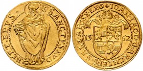 Johann Jakob Khuen von Belasi-Lichtenberg 1560 - 1586
 2 Dukaten 1562 Typ 1, Unter Mitra geviertes Wappen – stehender Hl. Rupert, Pr 468. 7,06g. HZ53...