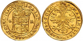 Johann Jakob Khuen von Belasi-Lichtenberg 1560 - 1586
 2 Dukaten 1570 Typ 2, Stehender Hl. Rupert zwischen S-R, den unteren Körper bedeckend das gevi...