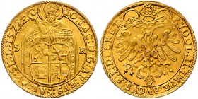Johann Jakob Khuen von Belasi-Lichtenberg 1560 - 1586
 2 Dukaten 1579 Typ 3, Stehender Hl. Rupert zwischen S-R, den unteren Körper bedeckend das gevi...