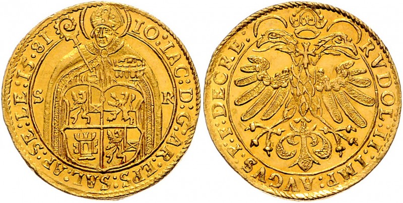 Johann Jakob Khuen von Belasi-Lichtenberg 1560 - 1586
 2 Dukaten 1581 Typ 3, St...