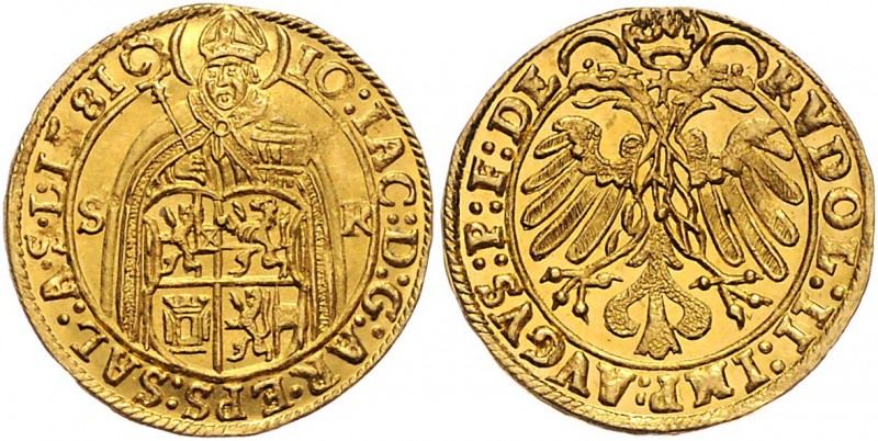 Johann Jakob Khuen von Belasi-Lichtenberg 1560 - 1586
 Dukat 1581 Typ 3, Stehen...