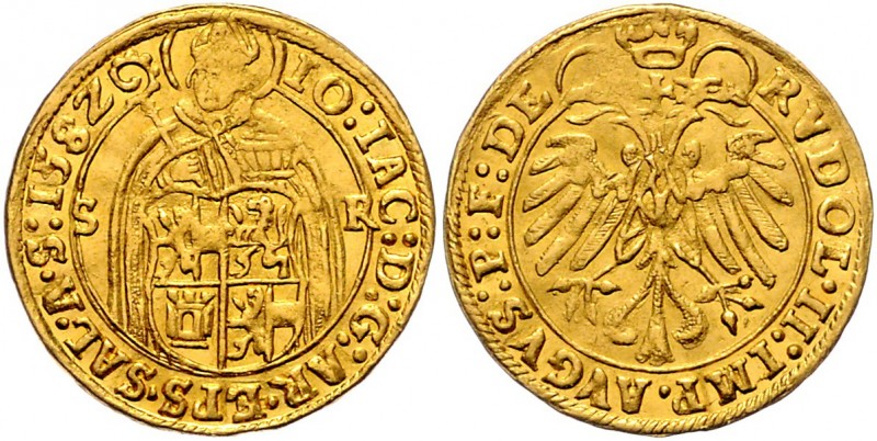 Johann Jakob Khuen von Belasi-Lichtenberg 1560 - 1586
 Dukat 1582 Typ 3, Stehen...
