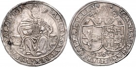 Johann Jakob Khuen von Belasi-Lichtenberg 1560 - 1586
 Taler 1564 Typ 1, Unter Mitra Stifts- und geviertes Familienwappen nebeneinander – auf Schemel...