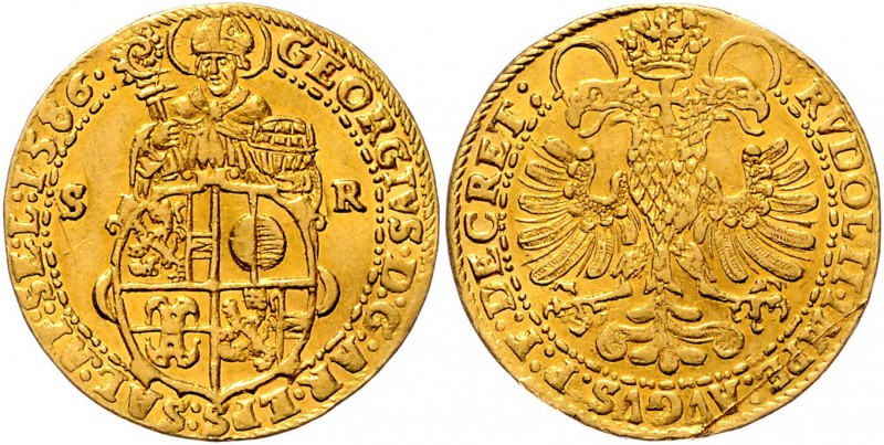 Georg von Kuenburg 1586 - 1587
 2 Dukaten 1586 Typ, Stehender Hl. Rupert zwisch...