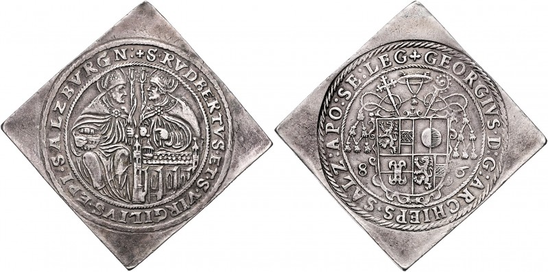 Georg von Kuenburg 1586 - 1587
 Taler Klippe 1586 Typ 2, Geviertes Wappen unter...