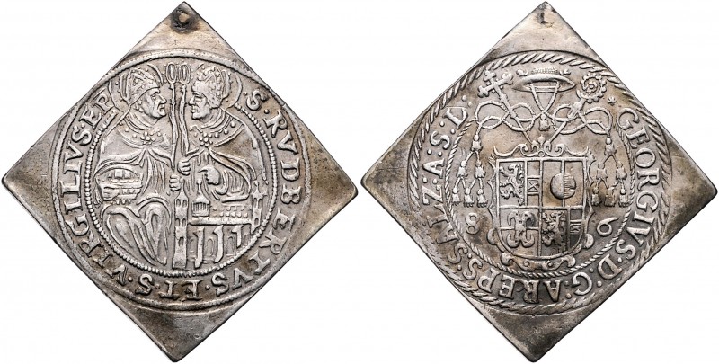 Georg von Kuenburg 1586 - 1587
 1/2 Taler Klippe 1586 Typ 2, Geviertes Wappen u...