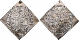 Georg von Kuenburg 1586 - 1587
 1/2 Taler Klippe 1586 Typ 2, Geviertes Wappen unter dem Legatenhut – Hl. Rupert und Hl. Virgil einander zugewandt sit...