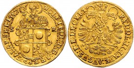Wolf Dietrich von Raitenau 1587 - 1612
 2 Dukaten 1587 Typ, Stehender Hl. Rupert zwischen S-R, den unteren Körper bedeckend das gevierte Wappen – Rei...