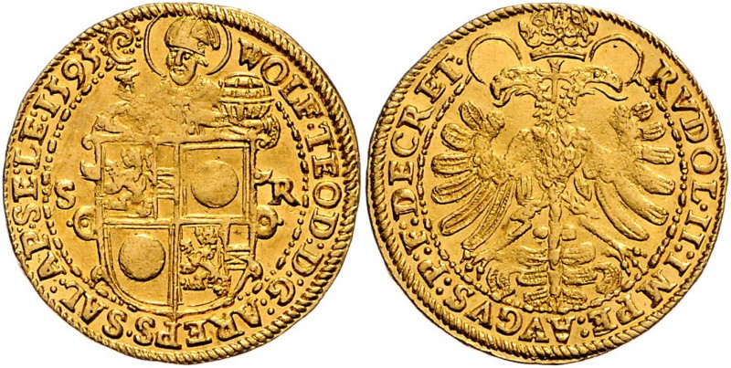 Wolf Dietrich von Raitenau 1587 - 1612
 2 Dukaten 1595 Typ, Stehender Hl. Ruper...