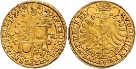 Wolf Dietrich von Raitenau 1587 - 1612
 2 Dukaten 1595 Typ, Stehender Hl. Rupert zwischen S-R, den unteren Körper bedeckend das gevierte Wappen – Rei...