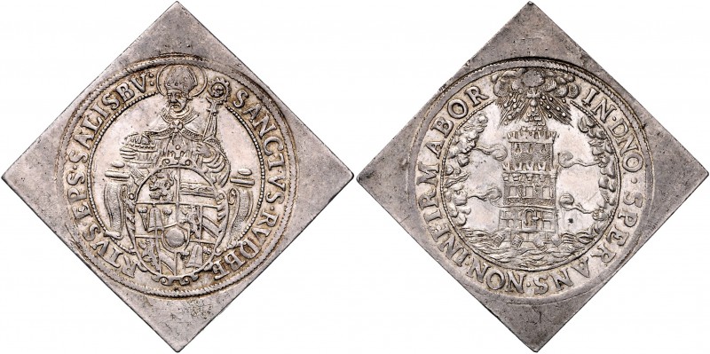 Wolf Dietrich von Raitenau 1587 - 1612
 1/2 Taler Klippe o.J. Typ 7, Auf Thron ...