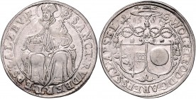 Wolf Dietrich von Raitenau 1587 - 1612
 1/2 Taler o.J. Typ 2, Unter dem Legatenhut Stifts- und Familienwappen nebeneinander – auf Schemel sitzender H...