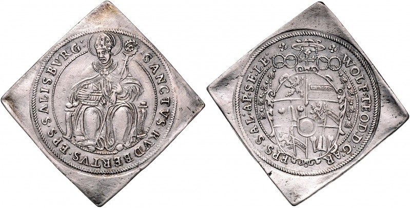 Wolf Dietrich von Raitenau 1587 - 1612
 1/2 Taler Klippe o.J. Typ 6, Unter dem ...