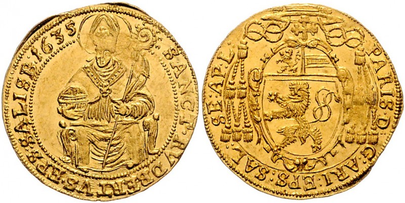 Paris Graf Lodron 1619 - 1653
 Dukat 1635 Typ 2, Unter dem Legatenhut das dreig...