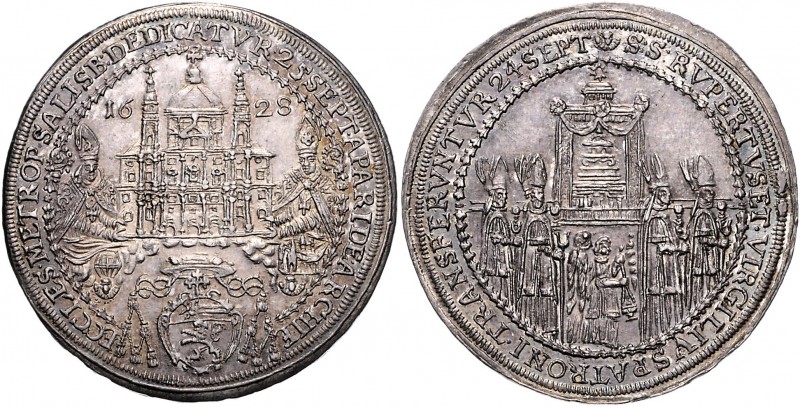 Paris Graf Lodron 1619 - 1653
 1/2 Taler 1628 Typ 5a, Domfassade, von den beide...