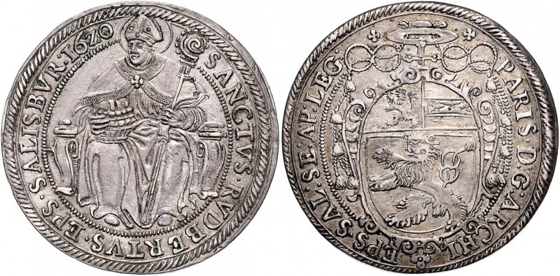 Paris Graf Lodron 1619 - 1653
 Taler 1620 Typ 1, Unter dem Legatenhut das dreig...