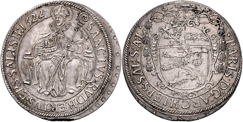 Paris Graf Lodron 1619 - 1653
 Taler 1622 Typ 1, Unter dem Legatenhut das dreig...