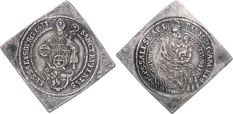 Paris Graf Lodron 1619 - 1653
 1/4 Taler Klippe 1631 Typ 9, Hüftbild der Madonn...