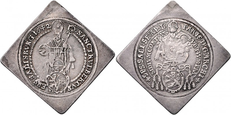 Paris Graf Lodron 1619 - 1653
 1/4 Taler Klippe 1642 Typ 10, Hüftbild der Madon...