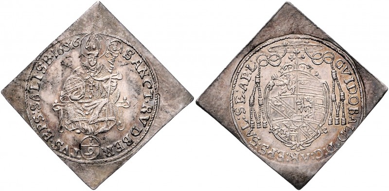 Guidobald Graf Thun und Hohenstein 1654 - 1668
 1/6 Taler Klippe 1656 Typ 2, Un...