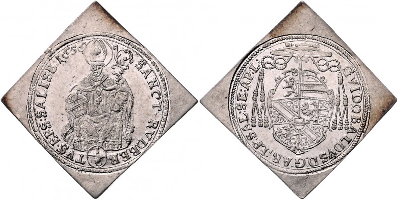 Guidobald Graf Thun und Hohenstein 1654 - 1668
 1/6 Taler Klippe 1656 Typ 2, Un...