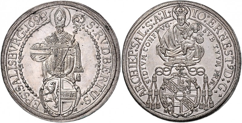 Johann Ernst Graf Thun und Hohenstein 1687 - 1709
 Taler 1698 Typ, Hüftbild der...