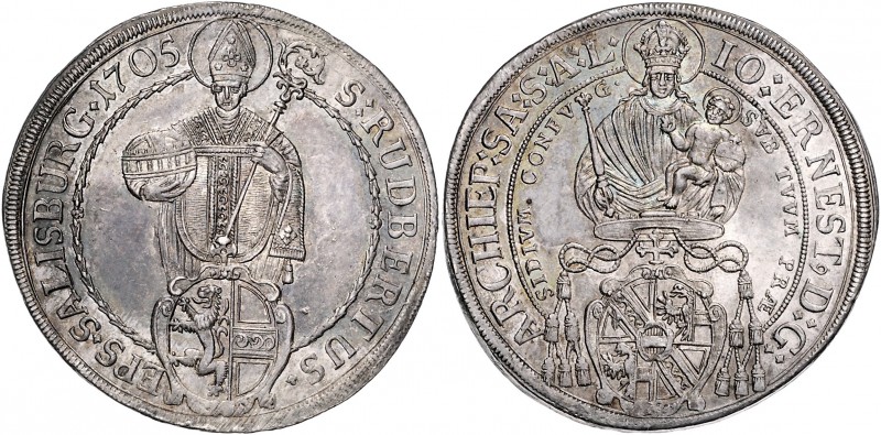 Johann Ernst Graf Thun und Hohenstein 1687 - 1709
 Taler 1705 Typ, Hüftbild der...