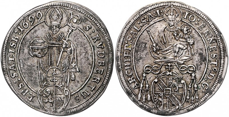 Johann Ernst Graf Thun und Hohenstein 1687 - 1709
 1/4 Taler 1699 Typ 3, Hüftbi...