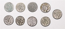 Franz Anton Fürst von Harrach 1709 - 1727
 LOT 9 Stück Pfennige: 1710, 1711, 1712, 1713, 1714, 1715, 1717, 1719, 1723 ss - stgl