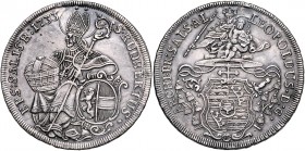 Leopold Anton Eleutherius Freiherr von Firmian 1727 - 1744
 Taler 1733 Typ 3, Unter dem Legatenhut das vierfeldige Wappen, auf Krummstab und Schwert ...