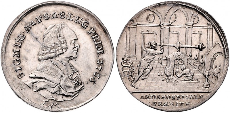 Sigismund Christoph Graf Schrattenbach 1753 - 1771
 Schaumünze 1766 Typ, Brustb...