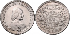 Sigismund Christoph Graf Schrattenbach 1753 - 1771
 Taler 1753 Typ 6b, Brustbild Schrattenbachs mit Allongeperücke, Pileolus und Pectorale in der Moz...